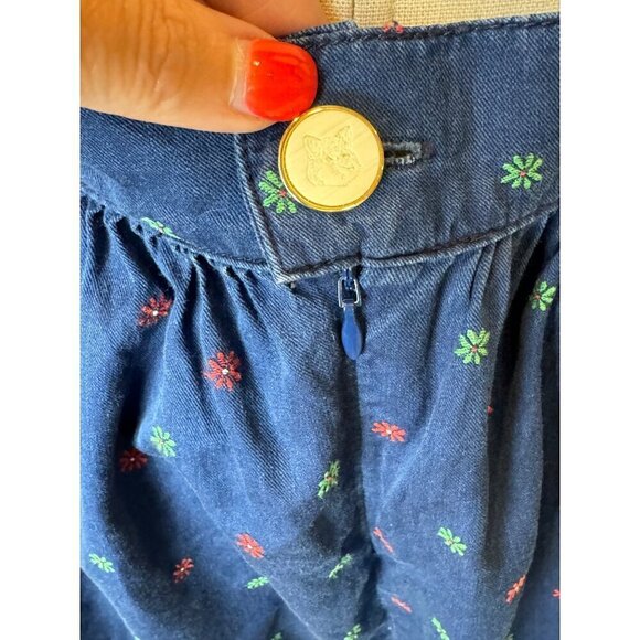 Maison Kitsune Dress Women 8 Blue Floral Cotton‎ Button Detail Tie Back Mini - Picture 9 of 12